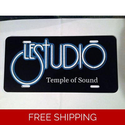 Le Studio License Plates Black White & Blue Logo TOS